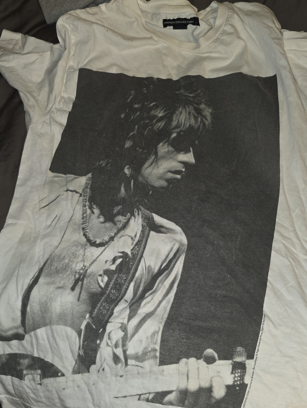 French Connection White Men’s Graphic Rock Rolling Stones Portrait Tee